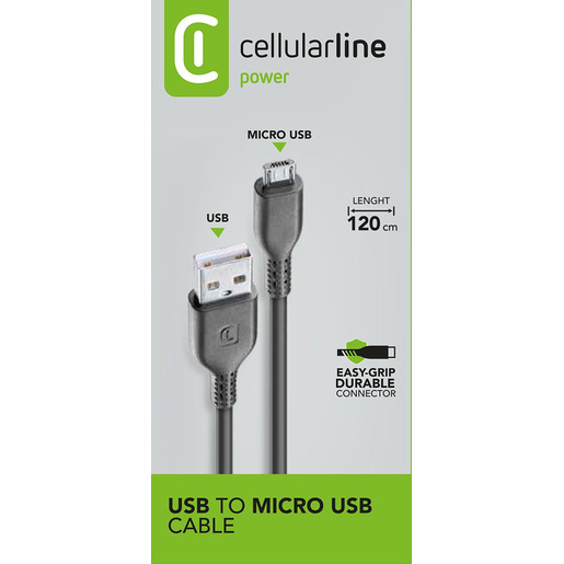 Cellularline Power Cable 120cm - MICRO USB Cavo MICRO USB per ricarica e trasferimento dati