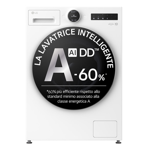 LG F4X9009TWCE Lavatrice 9kg AI DD™ Serie X9, Classe A-60%, 1400 giri, Display Easy Circle, Wi-Fi, AI Wash, TurboWash