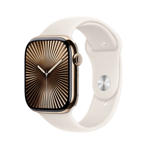 Image of Apple Watch Series 10 Serie 10 GPS + Cellular 46mm Cassa in Titanio color Oro con Galassia Sport Band - S/M
