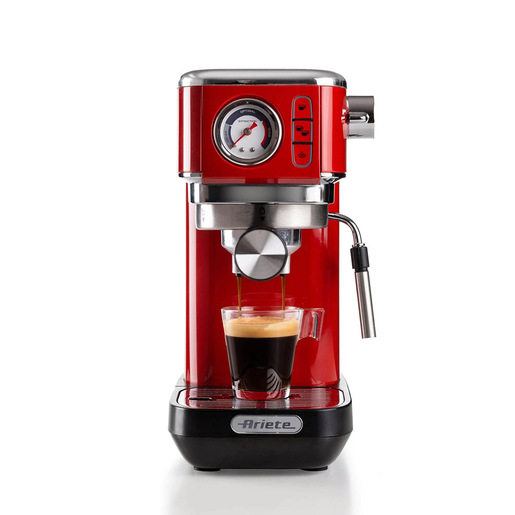 Ariete 1381 Macchina da caffè con manometro, compatibile con caffè in polvere e cialde ESE, 1300 W, Capacità 1,1 L, 15 bar di pressione, Filtro ½ tazz
