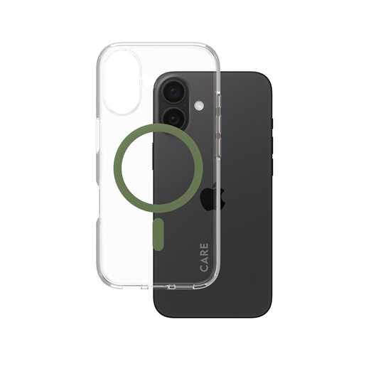 Image of PanzerGlass CARE by ® Flagship Cover Trasparente Urban Combat con MagSafe Verde iPhone 16