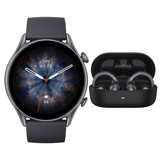 Image of Amazfit GTR 3 Pro + TWS UP 3,68 cm (1.45'') AMOLED 46 mm Digitale 480 x 480 Pixel Touch screen Nero Wi-Fi GPS (satellitare)