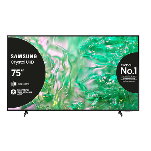 Image of Samsung TV Crystal UHD 4K 75'' UE75DU8070UXZT Smart TV Wi-Fi Black 2024, Processore Crystal 4K, 4K Upscaling, AirSlim Design, OTS Lite