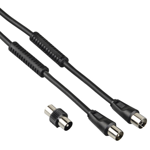 Image of Hama Cavo antenna M/F con adattatore M/M, 1,5 metri, 85 dB, ferrite, nero