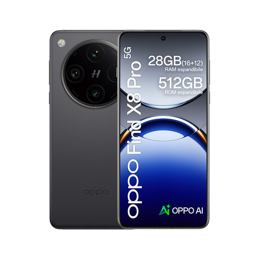 OPPO Find X8 Pro 5G AI Smartphone, Quadrupla Fotocamera 50+50+50+50MP, Selfie 32MP, Display 6.78'' 120HZ AMOLED 1.5K, 5910mAh, RAM 16GB (+12GB) +ROM