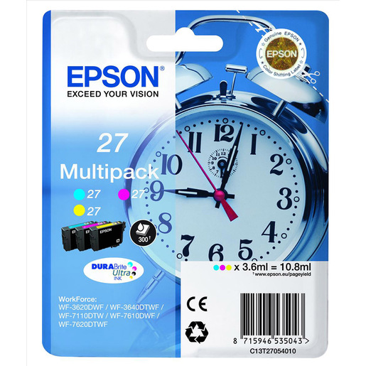 Epson Alarm clock 27 DURABrite Ultra Multi-pack cartuccia d'inchiostro 1 pz Originale Ciano, Magenta, Giallo