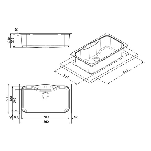 Image of Smeg LSEG860P lavello Lavello montato su piano Rettangolare Granito