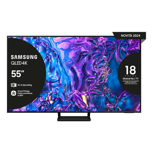 Samsung Q70D TV QLED 4K 55'' QE55Q70DATXZT Smart TV Wi-Fi Black 2024, Quantum Processor 4K, 4K AI Upscaling, AirSlim Design, OTS Lite