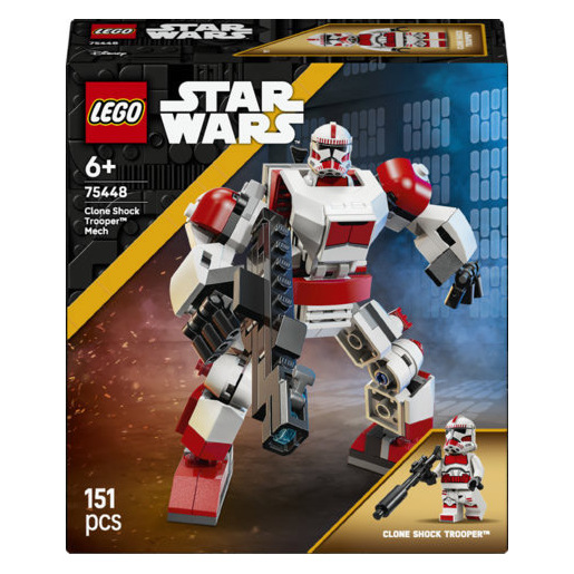 Image of LEGO Star Wars 75448 Mech Clone Shock Trooper, Robot Giocattolo Snodabile, Action Figure con Blaster e Minifigure, Regalo 6+