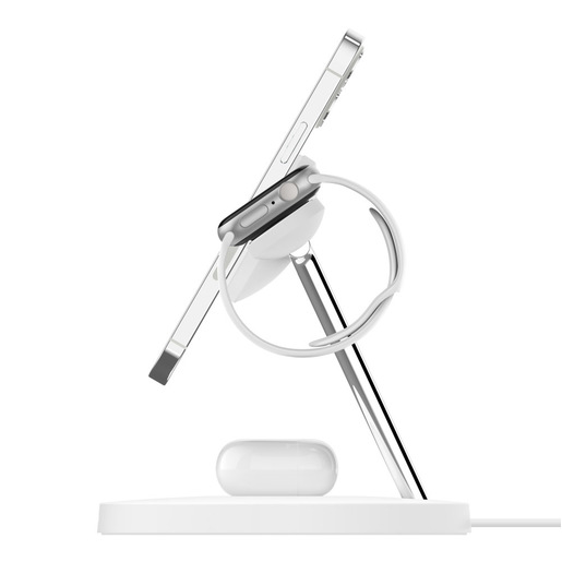 Image of Belkin WIZ017VFWH-APL - TAPPETINO DI RICARICA WIRELESS MAGSAFE 3 IN 1 W.WATCH FAST CHARGE - BIANCO