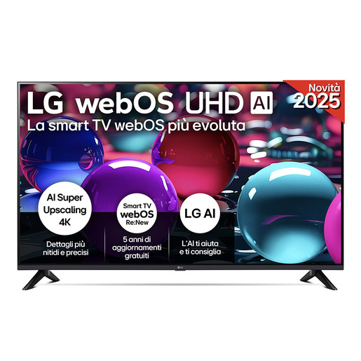 LG UHD AI 65UA73006LA TV Serie UA73 65'' 4K, α7 Gen8, HDR10, 20W, 3 HDMI con Game Optimizer, Smart TV WebOS 25