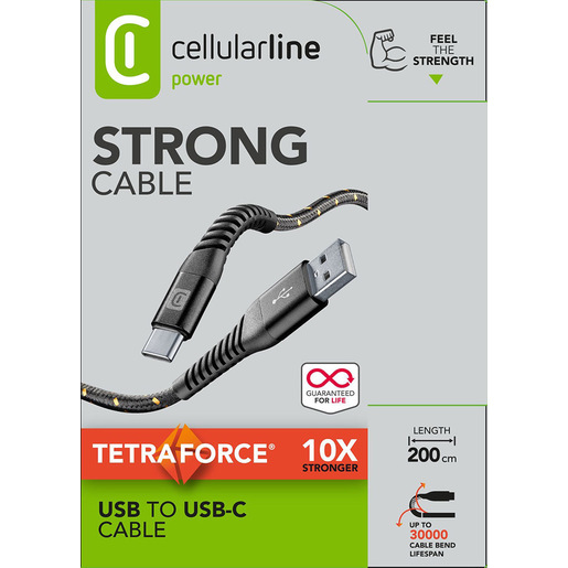 Image of Cellularline Tetra Force Cable 200cm - USB-C Cavo USB-C ultra resistente