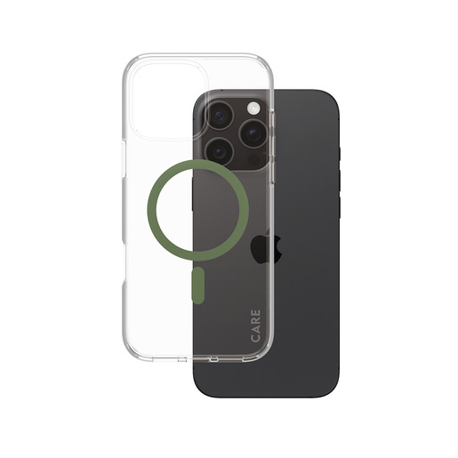 Image of PanzerGlass CARE by ® Flagship Cover Trasparente Urban Combat con MagSafe Verde iPhone 16 Pro Max