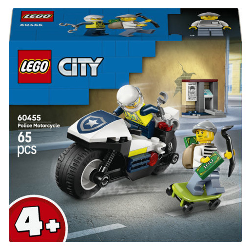 Image of LEGO City 60455 Inseguimento della Moto della Polizia, con Motocicletta Giocattolo e 2 Minifigure, Regalo per Bambini da 4+