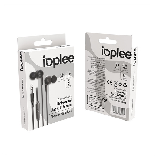 Image of        IOPLEE Auricolare In-ear a filo con connettore Jack 3.5 mm - Nero