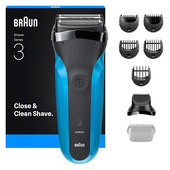 Braun Serie 3 310BT Rasoio Elettrico Trimmer Nero, Blu-image