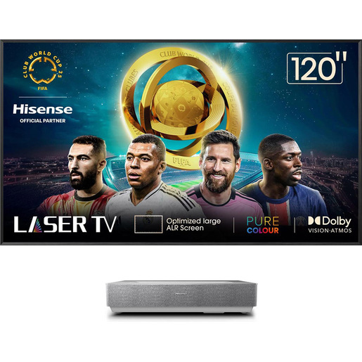 Image of Hisense 120L5HA TV retroproiettore Proiettore a raggio ultra corto 2700 ANSI lumen DLP UHD 4K (3840x2160) Argento, Bianco