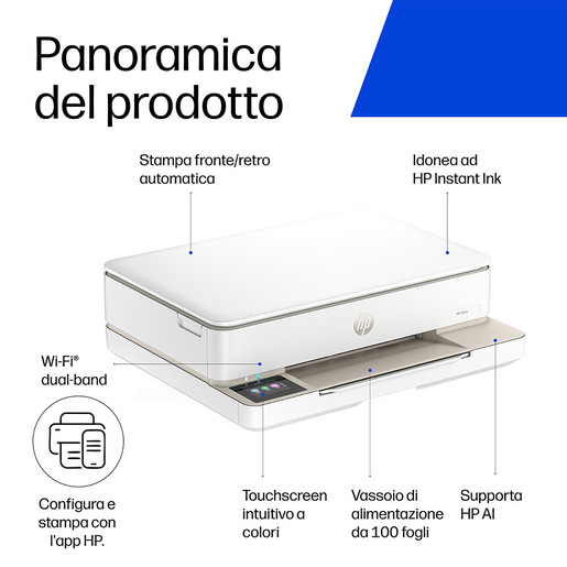 HP ENVY 6132e Wireless All-in-One Colore Stampante, Instant Ink, Stampa di foto