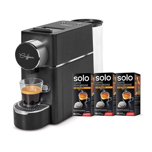 Image of Polti Coffea S18B, macchina da caffè a cialde E.S.E. da 44 m, incluse 54 cialde di SOLO Caffè monorigine Vietnam, il caffè di