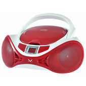 Majestic AH 1262R AX - Boom Box Portatile con Lettore CD, Ingresso AUX-IN, doppia possibilità di alimentzione (cavo incluso, batterie non incluse) BiancoRosso)-image