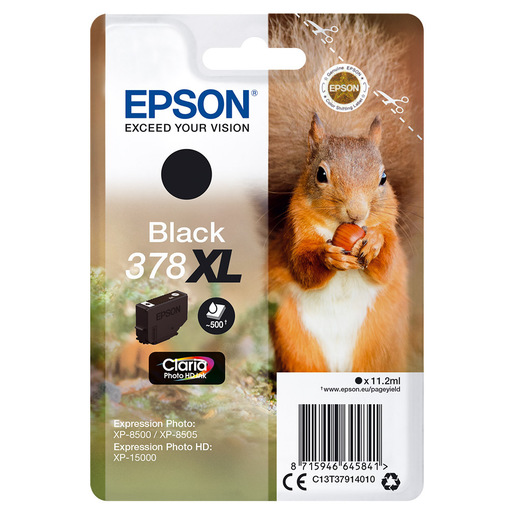 Image of Epson Squirrel Singlepack Black 378XL Claria Photo HD Ink