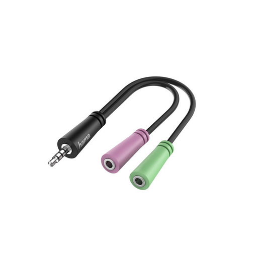 Image of Hama Adattatore Jack 3,5 mm 4 poli M/ 2x Jack 3,5 mm F, per cuffie con microfono