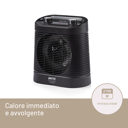 Image of Imetec Silent Power Comfort, termoventilatore silenzioso e compatto, stufetta elettrica, 2100 w, 4 funzioni, termostato ambiente e di sicurezza, funzi