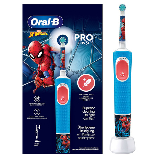 Image of Oral-B Spazzolino Elettrico Ricaricabile Pro Kids con personaggi Marvel Spider-Man, 2 Testine, da 3 Anni In Su. 1 Spazzolino