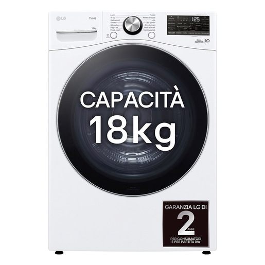 Image of LG RH18U8AVCW Asciugatrice 18kg Pompa di calore DUAL Inverter Classe D, Motore Direct Drive, AI Dry, Wi-Fi, Bianca