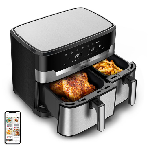Image of Moulinex Dual Easy Fry XXL Friggitrice ad Aria, 11L, 2 Cestelli, Modalità Sync EZ942DF0