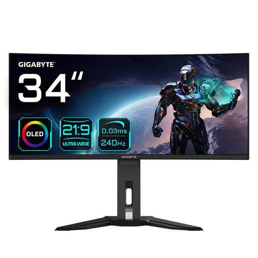 Image of GIGABYTE Monitor da gioco curvo OLED WQHD MO34WQC2 da 34'' - 3440 x 1440, 240Hz, 0.03ms, KVM, 250 cd/m², FreeSync Premium Pro, DisplayHDR True Black 40