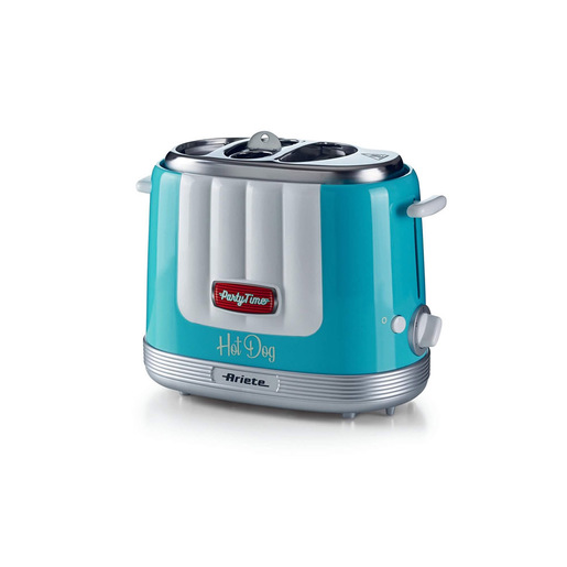 Image of Ariete 206 Hot Dog Maker Party Time, Macchina per fare hot dog, 650 W, 5 livelli di cottura, 4 spazi di cottura, Espulsione automatica, Azzurro