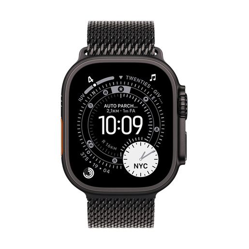 Apple Loop in maglia milanese in titanio nero (49 mm) - Small