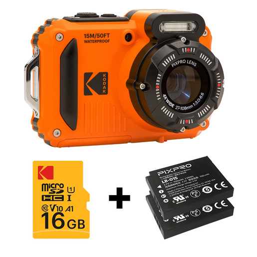 Image of Kodak PIXPRO WPZ2OG6 fotocamera digitale 1/2.3'' Fotocamera compatta 16,76 MP BSI CMOS 4608 x 3456 Pixel Nero, Arancione cod015
