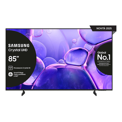 Image of Samsung Crystal UHD 85'' UE85U8000FUXZT 4K, Processore Crystal 4K, HDR, Smart Experience, OTS Lite & Adaptive Sound, Metal Stream Design, Smart TV, 2025