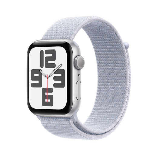 Image of Apple Watch SE GPS 44mm Cassa in Alluminio Color Argento con Blu tempesta Sport Loop