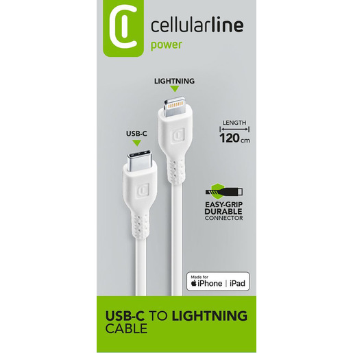 Image of Cellularline Power Cable 120cm - USB-C to Lightning Cavo USB-C to Lightning per ricarica e trasferimento dati