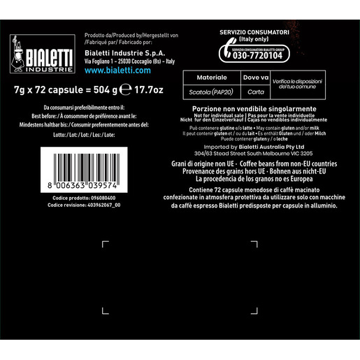 Bialetti Napoli Capsule caffè Tostatura scura 72 pz