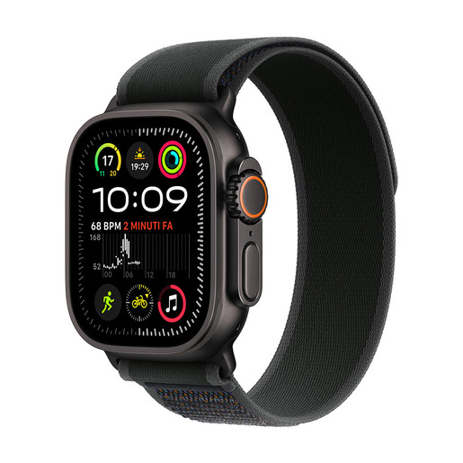 Image of Apple Watch Ultra 2 GPS + Cellular 49mm Cassa Titanio Nero con Nero Trail Loop - S/M