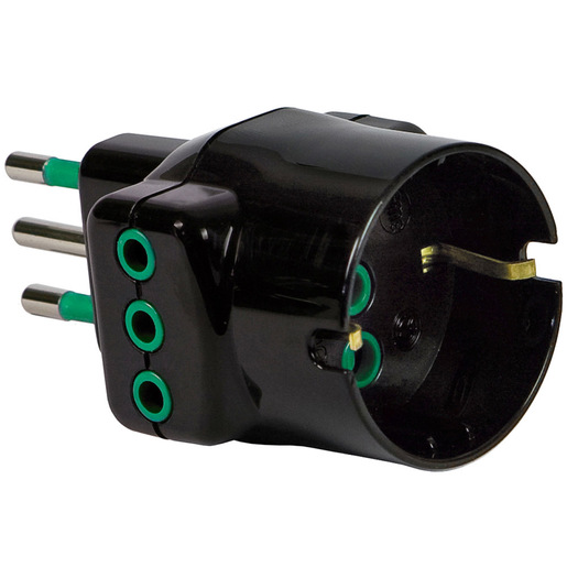 Image of IOPLEE 87671-4077B adattatore per presa di corrente Tipo L (IT) Tipo L (IT) + Tipo F Nero