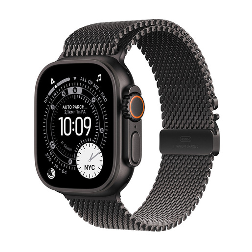 Image of Apple Watch Ultra 3 GPS + Cellular 49mm Cassa Titanio Nero con Loop in maglia Milanese Titanio Nero - Medium