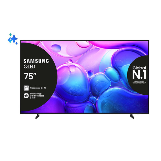 Samsung QLED 75'' QE75Q6FAAUXZT 4K, Processore Q4 Lite, 4K Upscaling, Color Booster, OTS Lite, Metal Stream Design, Smart TV, 2025