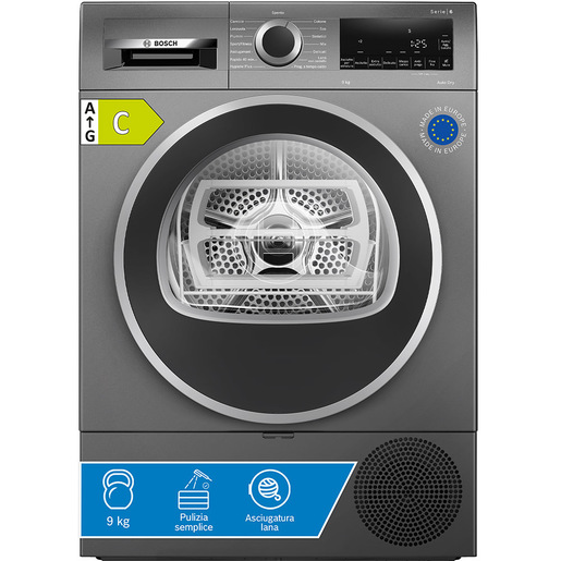 Image of Bosch Serie 6 WQG243DRII Asciugatrice a pompa di calore 9 kg Antracite