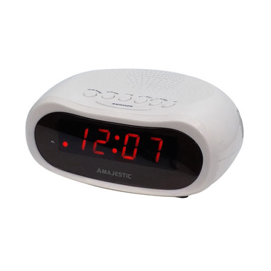 Sveglia Digitale MAJESTIC SVE 232 Con Display LED 0,6" E Luminosità Regolabile, Allarme E Snooze, Alimentazione AC 220-240V, Design Bianco Compatto