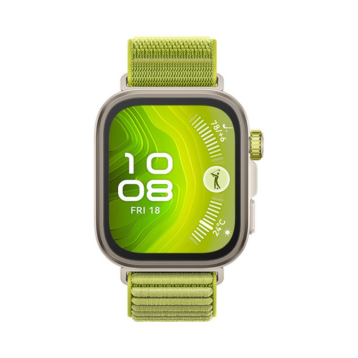 Image of Huawei WATCH FIT 4 Pro, vetro zaffiro, cassa in titanio e cinturino verde. Fino a 10 giorni di autonomia e compatibile con iOS e Android.