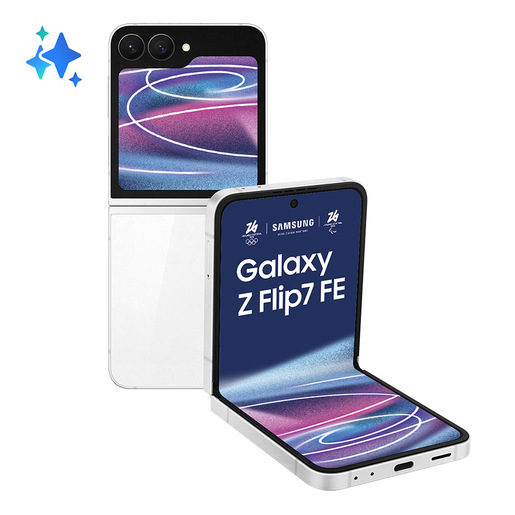Image of Samsung Galaxy Z Flip7 FE Smartphone AI, RAM 8GB, 128GB, Display 3,4'' Super AMOLED/6,7'' Dynamic AMOLED 2X, Fotocamera 50MP, White