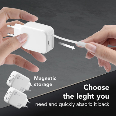 Mars Gaming MD-GAN65R, Caricatore USB-C 65W Ultracompatto, Ricarica Rapida QC 3.0 e PD 3.0, Tecnologia GaN, Cavo Retrattile Piatto 65cm, 9 Protezioni, Porta USB-A e USB-C, Spina Europea Tipo C, Nero Mars Gaming MD-GAN65R, Caricatore USB-C 65W Ultracompatto, Ricarica Rapida QC 3.0 e PD 3.0, Tecnologia GaN, Cavo Retrattile Piatto 65cm, 9 Protezioni, Porta USB-A e USB-C, Spina Europea Tipo C, Nero