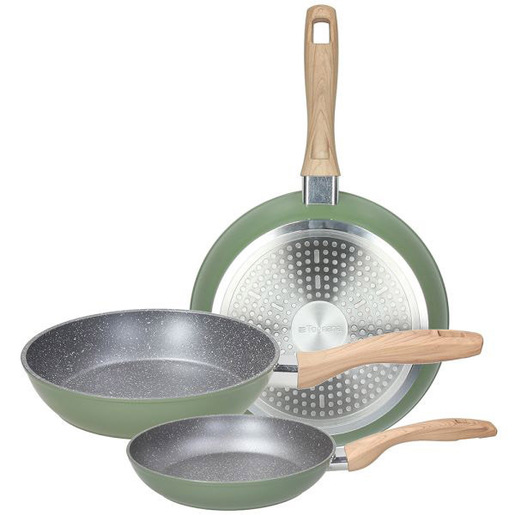 Image of Tognana Porcellane set 3 padelle da 20+24+28 cm in alluminio forgiato Sage Stone