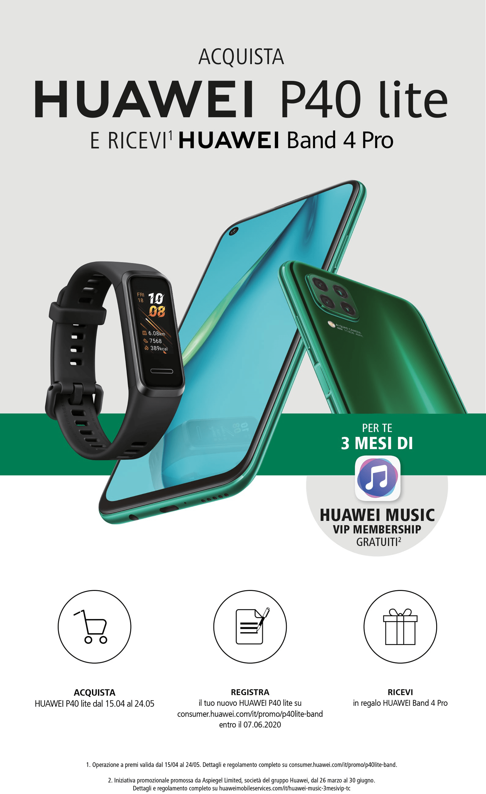 Acquista P40 lite e ricevi Huawei Band 4 Pro