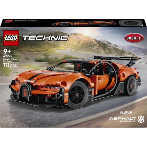 Image of LEGO Technic 42222 Bugatti Chiron Pur Sport, Macchina Giocattolo con Motore W16, Sterzo e Porte Apribili, Regalo Bambini 9+